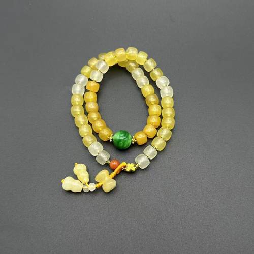 石英质玉黄龙玉双圈手串-约8mm-多样性发货-J广-Y533