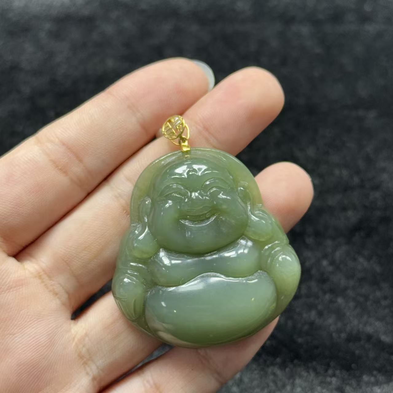 18k金和田玉吊坠-约53*43*11mm-多样性发货-自家B2017