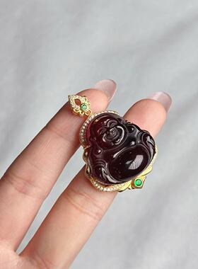 琥珀佛公吊坠-约41*28*11mm-多样性发货- R祥- A8304