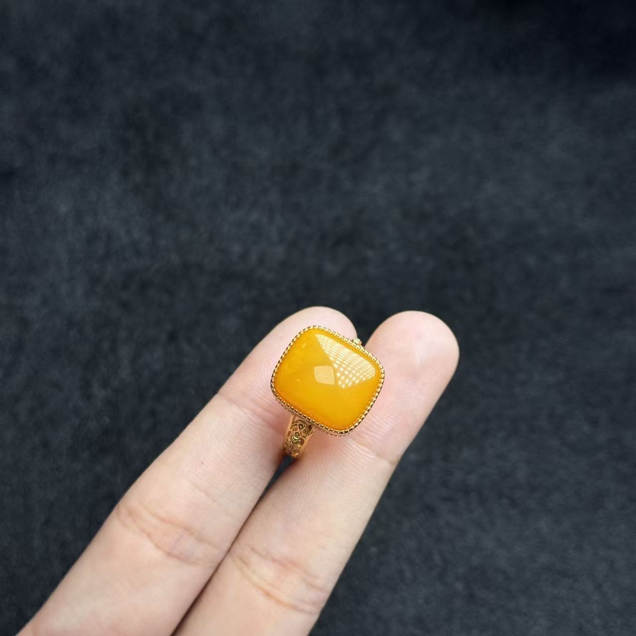 S925蜜蜡戒指-约15*13*7mm-多样性发货-F展-A4213