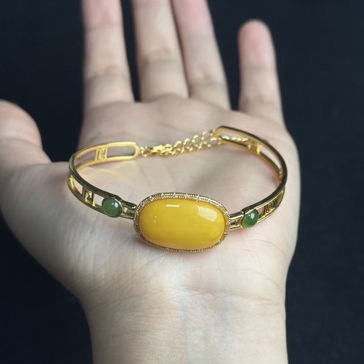 S925银蜜蜡手链约25*16*7mm，多样性发货-R祥，B9145