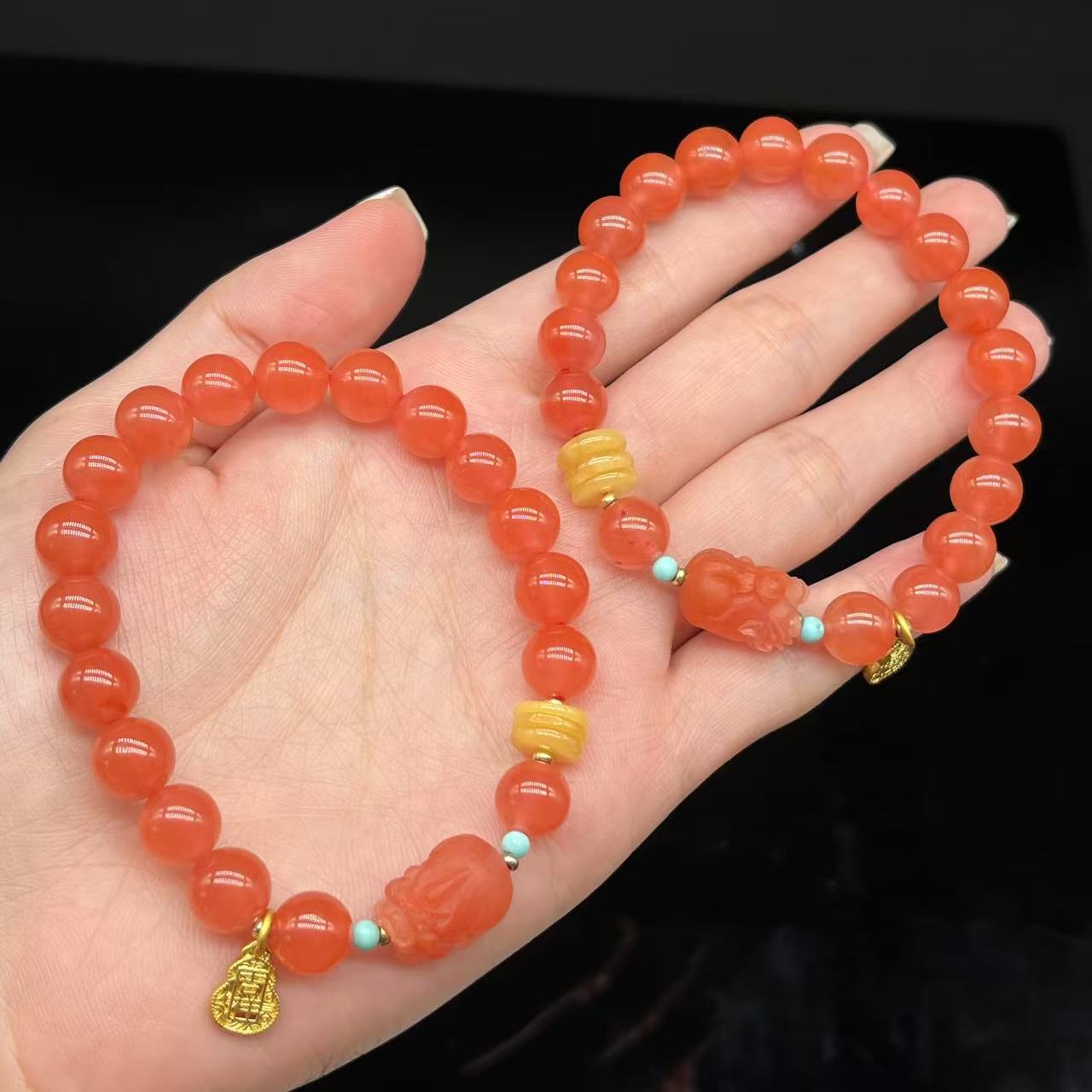 南红（玛瑙）貔貅手串-约8mm-多样性发货-Q奥-Y1503