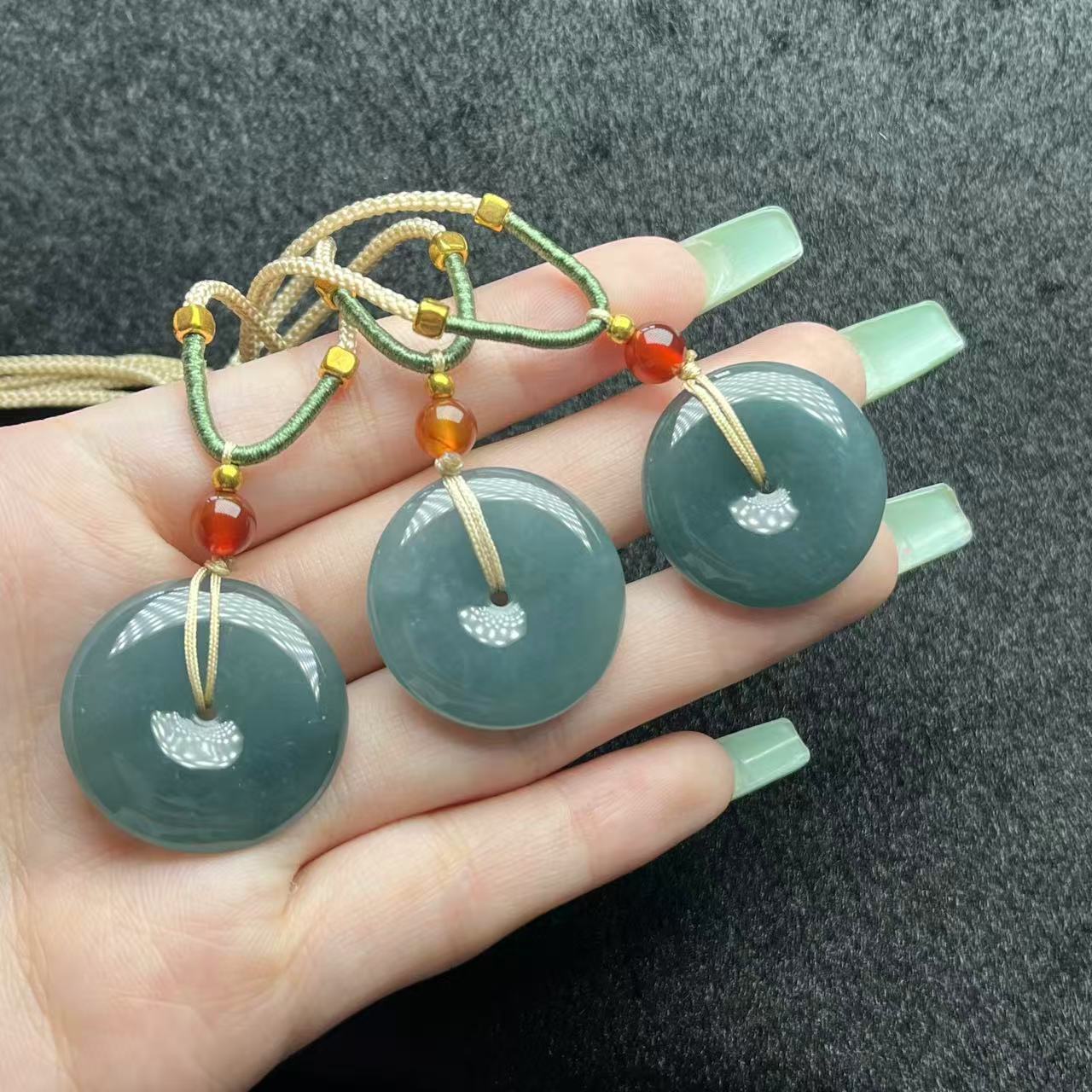 翡翠平安扣项链-约24*6mm-多样性-KS三-Y342