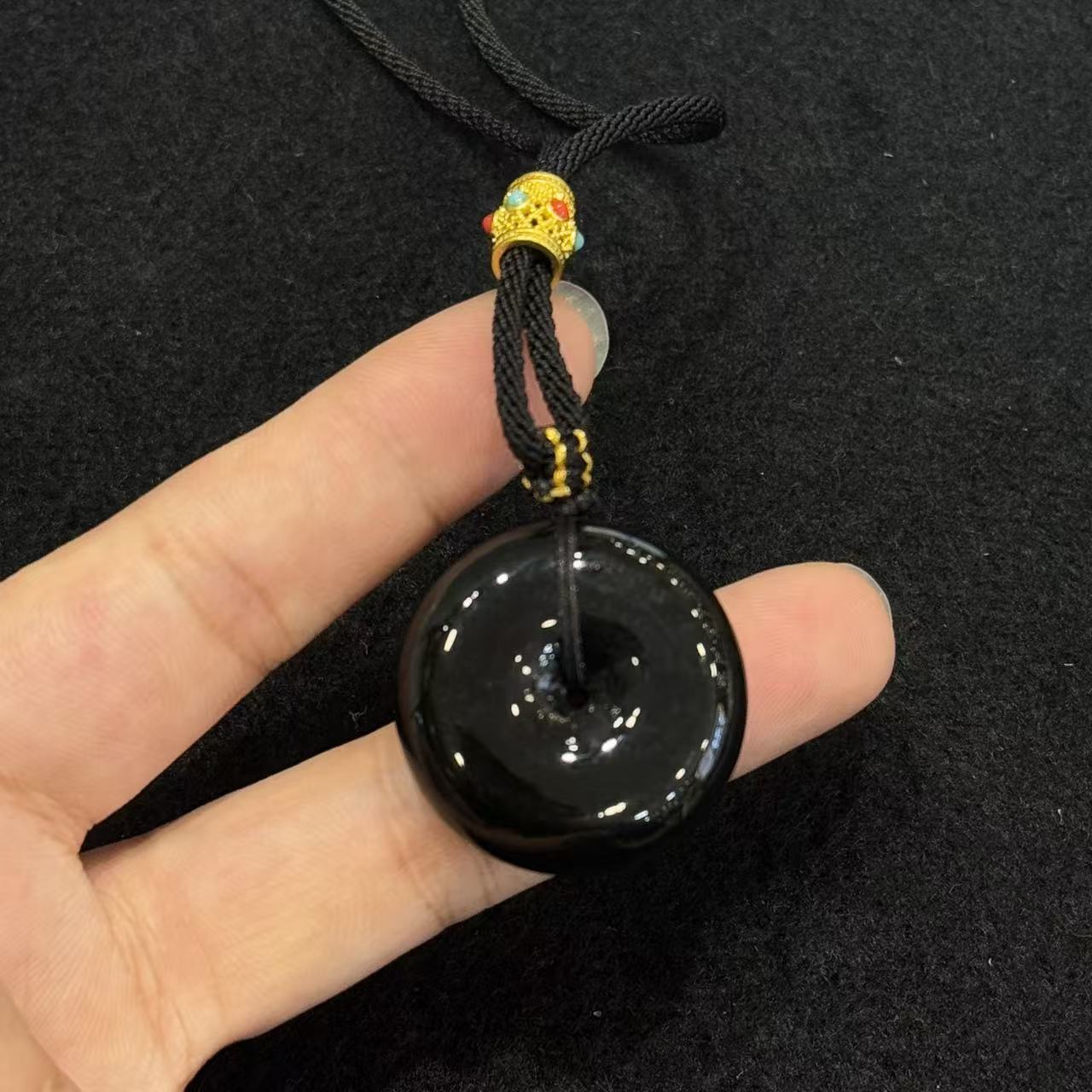 和田玉墨玉平安扣吊坠-多样性发货-DY一-B2642