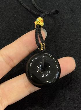 和田玉墨玉平安扣吊坠-多样性发货-DY一-B2642