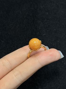 S925蜜蜡戒指，约12mm，多样性发货-R祥，B9701