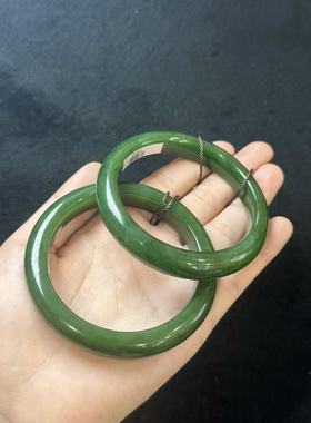 （宽）和田玉碧玉正圈手镯- 约12*9mm-多样性发货- H泰 B2578