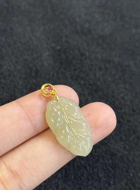 925和田玉叶子吊坠-约30*13*4mm-多样性发货- S和 Y9573