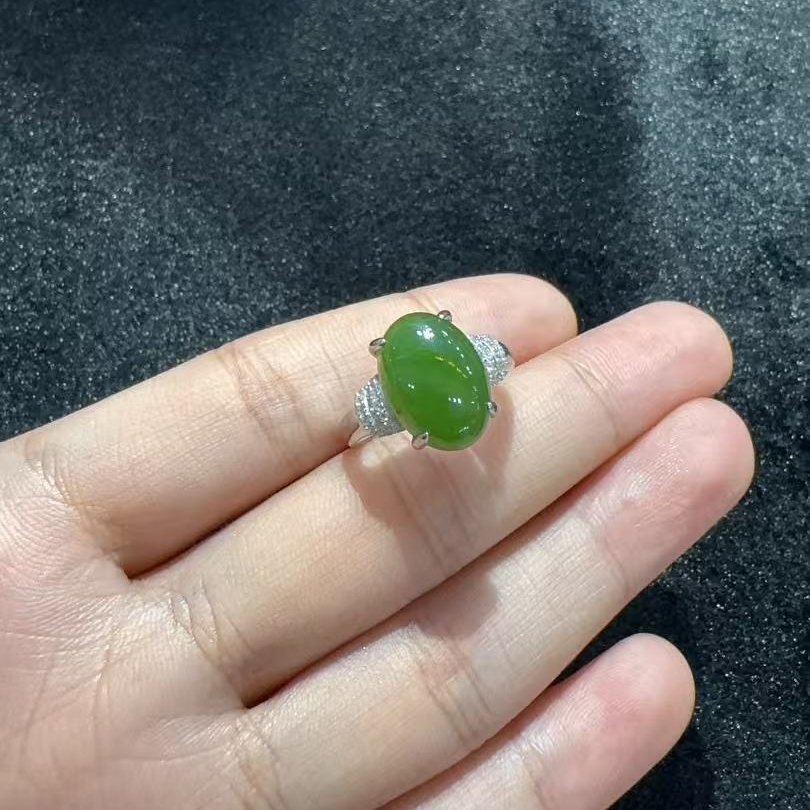 S925银和田玉戒指-约14*10*8mm-多样性发货-Y华