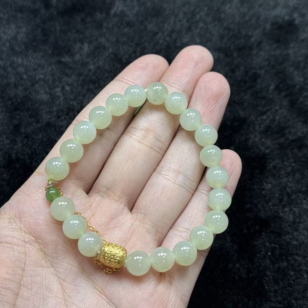 s925银和田玉手串-约8mm-多样性发货-YSP金，B1271