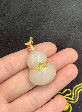 18k和田玉吊坠-约40*23*12mm-多样性发货-JF金B1727