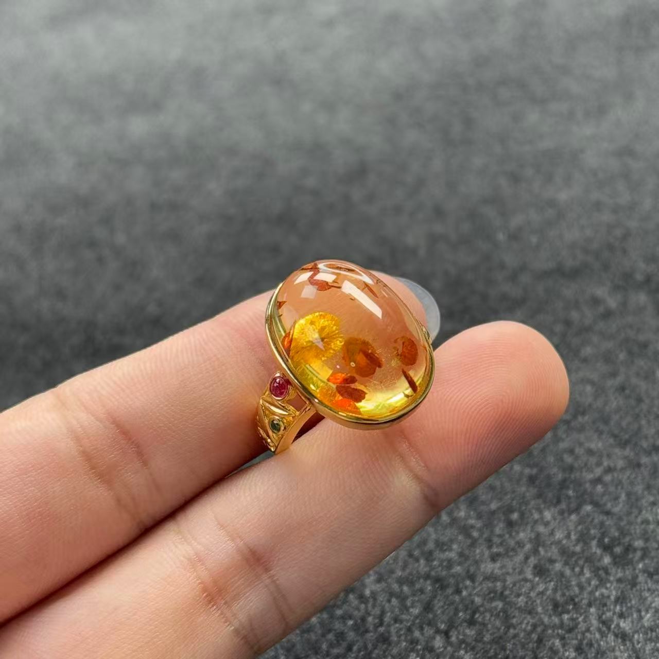 s925银琥珀/蜜蜡戒指-约10*20*8mm-多样性发货-L宝，B346