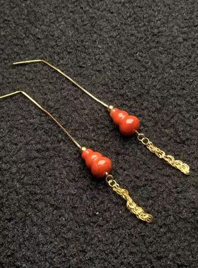 南红（玛瑙）S925南红耳线-约12*8mm-多样性发货-R佳，B7888