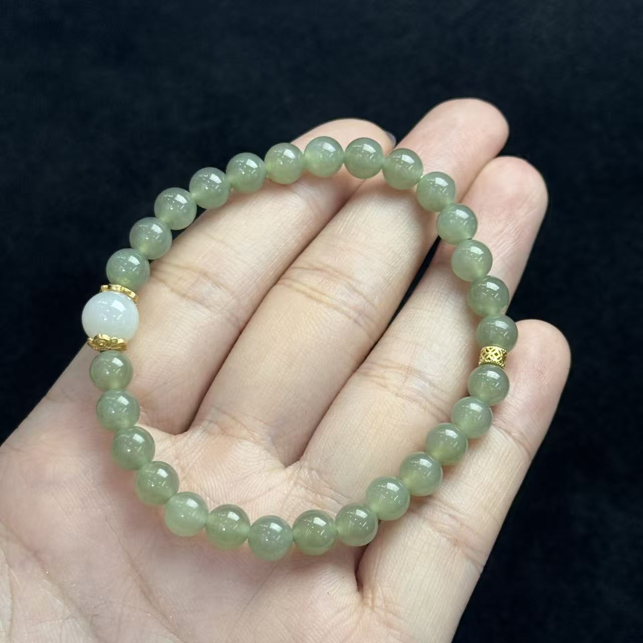 和田玉DIY单圈手串-约6mm-多样性发货- F壹-B9658