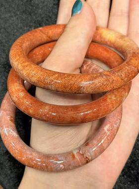 硅化玉珊瑚玉圆条手镯-约9mm-多样性发货-B多-Y596