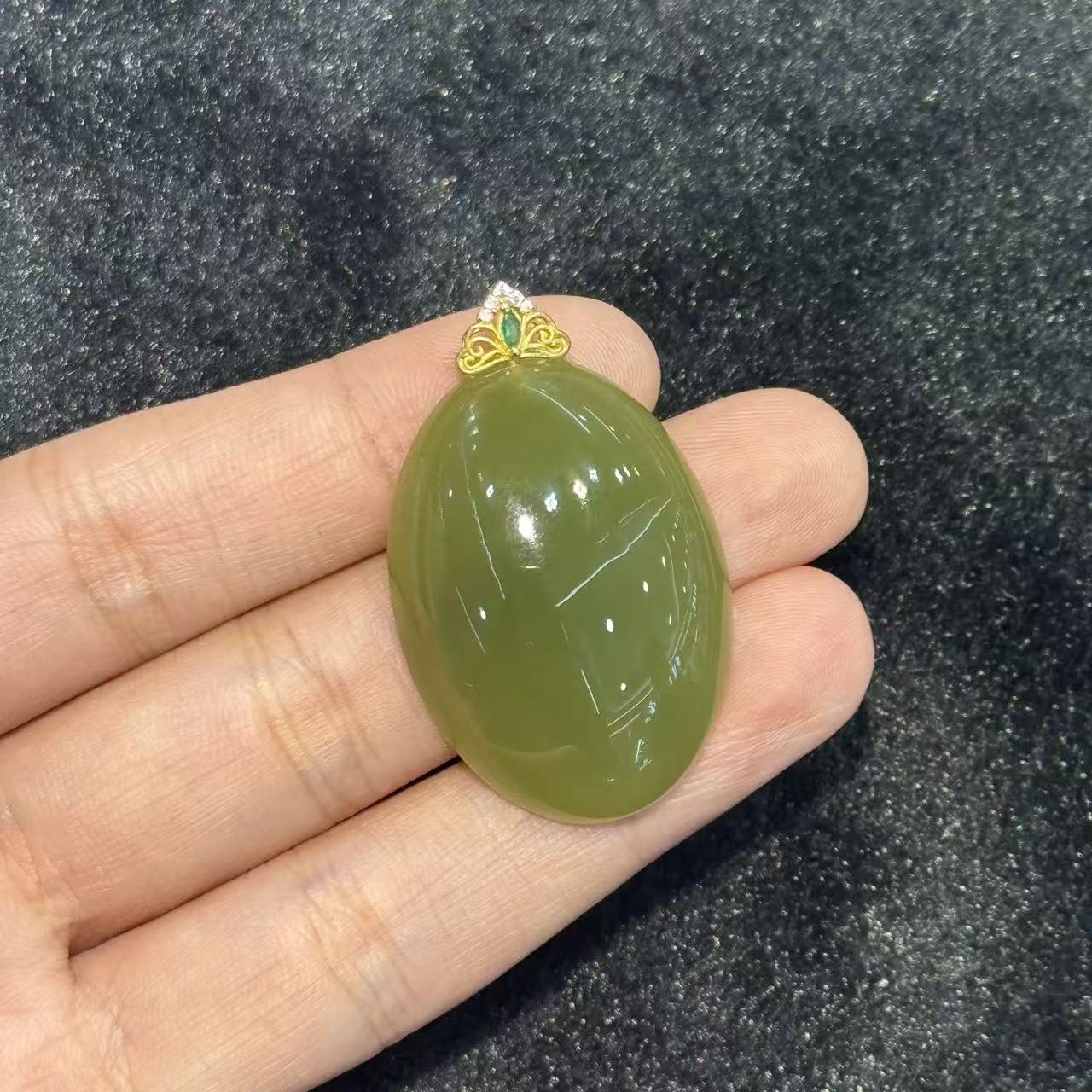 925和田玉黄玉吊坠-约40*25*9mm-多样性发货-Y华-Y9714