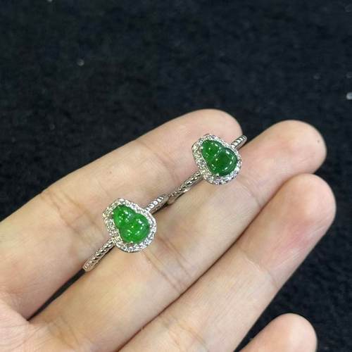 合金翡翠葫芦戒指-约10*9mm-多样性发货- KS三 Y5442