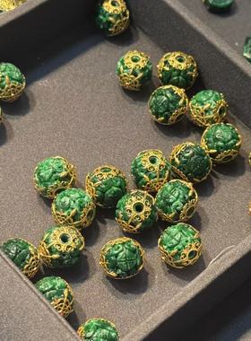 翡翠18K金翡翠圆珠吊坠-约11mm-多样性发货- Z久-A5989