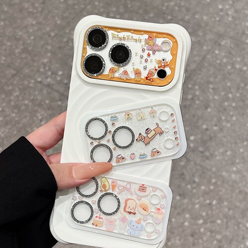 透明卡通可爱闪粉高级感镜头膜iPhone17pro适用苹果17promax装饰ins图案17pm底座贴纸手机摄像头相机保护贴膜