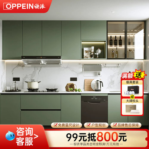 欧派定制橱柜整体厨房厨柜上门量尺小户型一字型家用橱柜定做