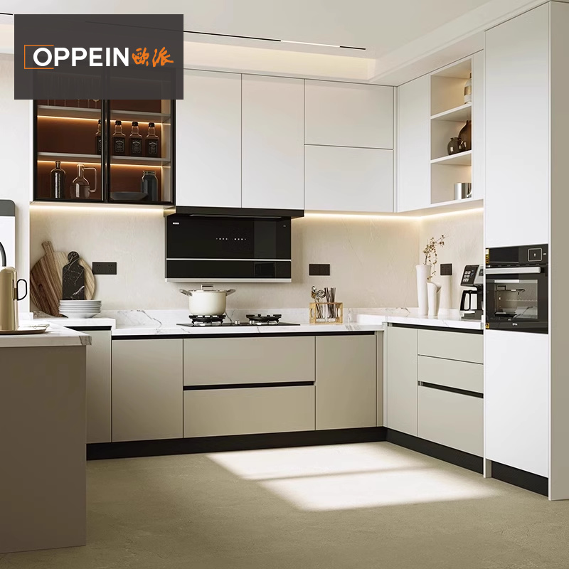 欧派橱柜定制整体厨房橱柜一体厨柜灶台柜石英石台面新款开放式