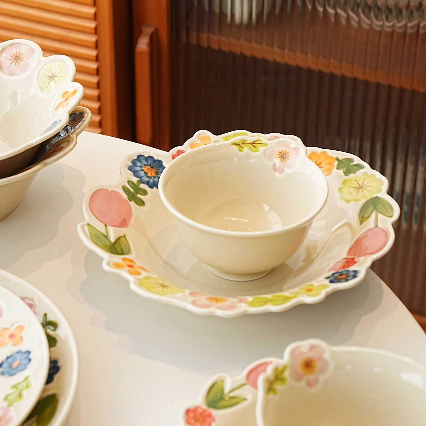 以物集釉下彩复古花卉餐具碗碟套装家用陶瓷精致餐盘新婚乔迁送礼,餐饮具,碗,淘宝优惠券,粉丝福利购,淘宝优惠卷