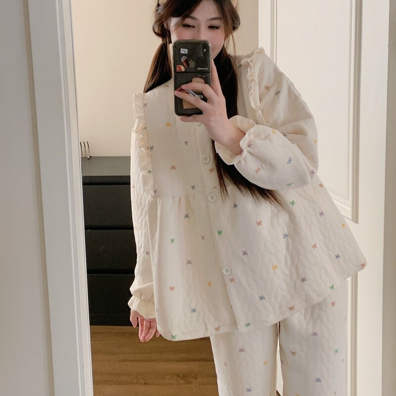 2025秋冬空气棉月子服睡衣小个子女士长袖孕妇哺乳喂奶家居服套装