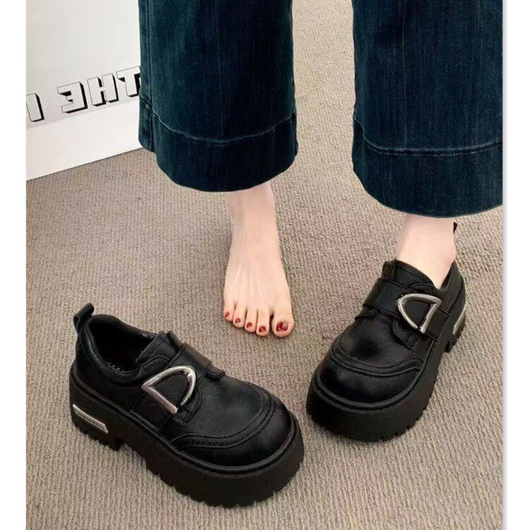 厚底小皮鞋女2026新款百搭春季小个子增高乐福鞋气质英伦风jk单鞋