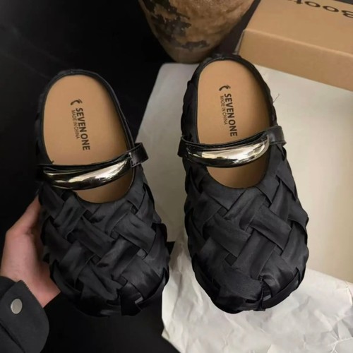 春夏新款小香风厚底一脚蹬包头拖