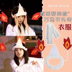 万圣节袁湘琴同款cos衣服装扮可爱鬼妆造型搞怪幽灵贞子头饰白裙