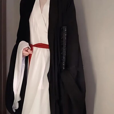 汉服女清冷风大袖衫女侠风霸气交领直裾一整套古装长款套装魏晋制