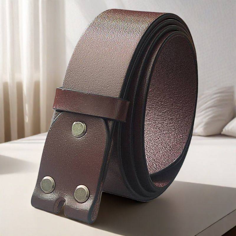 无头皮带男真皮不带头针扣皮带条裤带身头层纯牛皮男士腰带复古