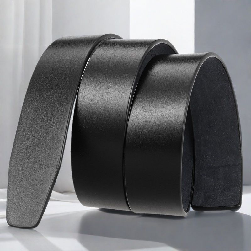 头层牛皮皮带身无孔无牙自动扣皮带光板男真皮腰带不含扣头滚轴