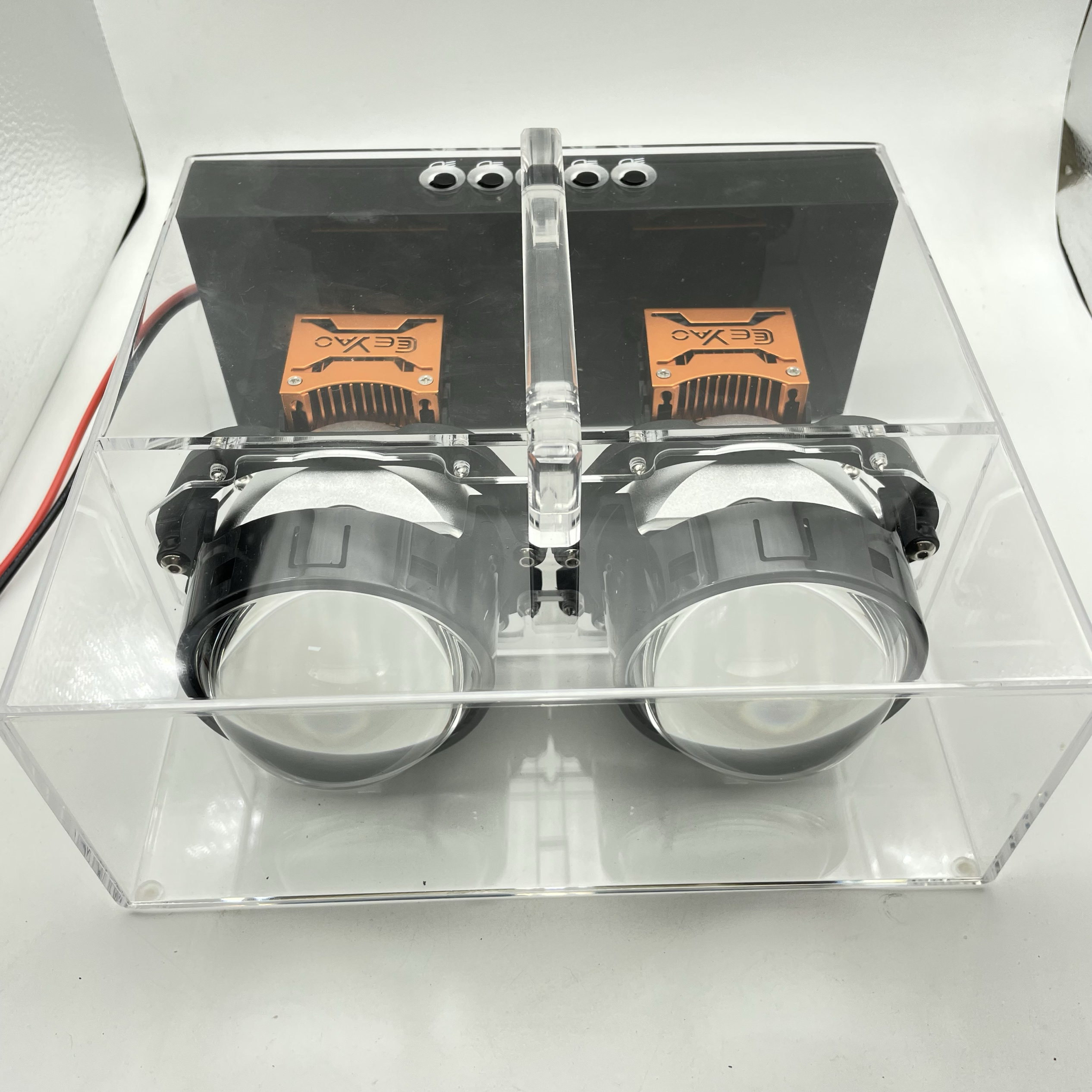 汽车大灯车灯改装LED激光双拼透镜展示盒展示架测试盒带提手