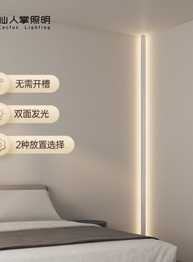 仙人掌照明全光谱明装双面发光LED线性灯墙角线条形阴角灯带铝槽
