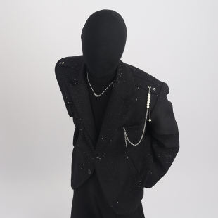 Black Clothes满天星西装外套男小众珍珠挂链设计潮流时尚舞台服