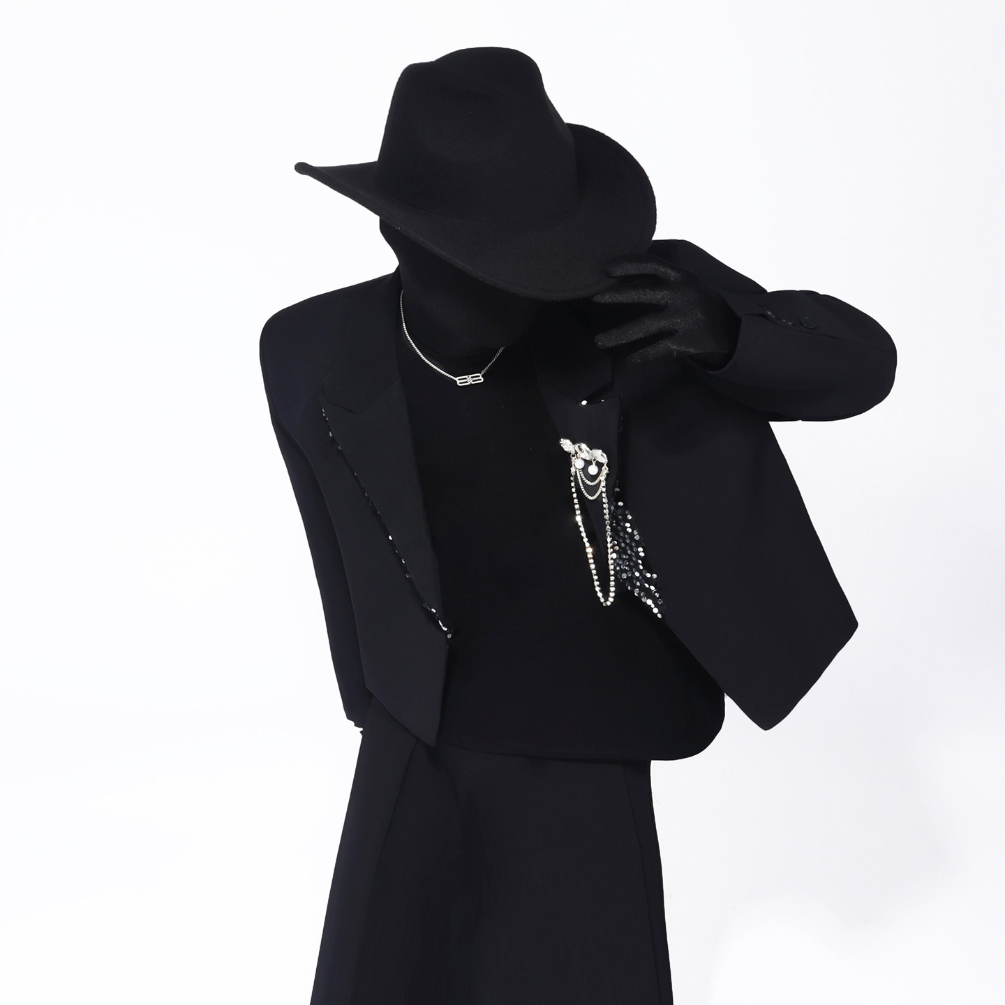 Black clothes小众设计感金属胸针设计感短款西服外套男痞帅夹克