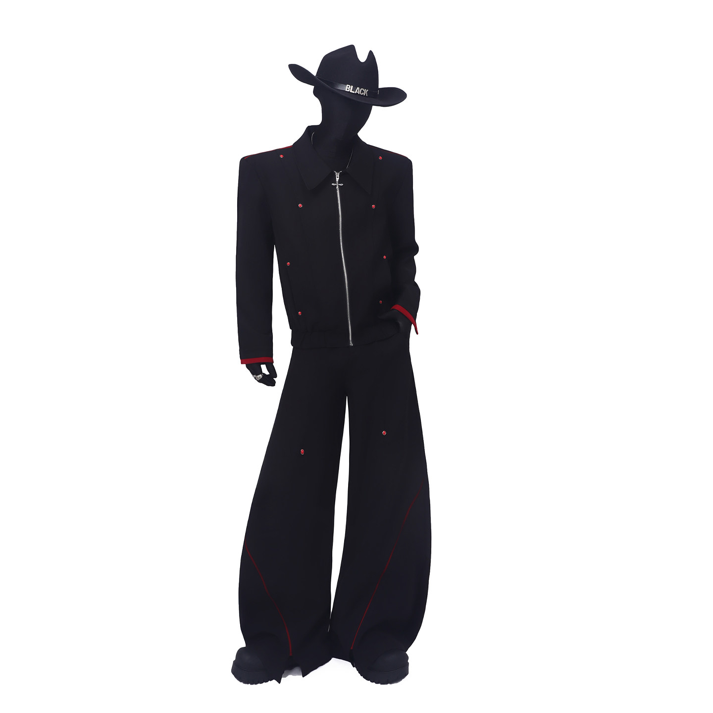 BlackClothes解构设计感撞色夹克男高级重工金属拉链廓形宽肩外套