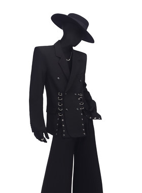BlackClothes双排圆环缀饰西装