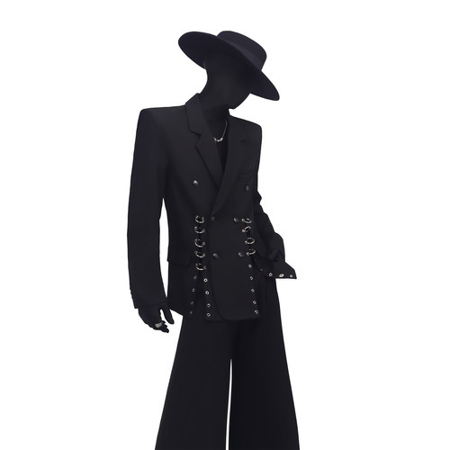 BlackClothes双排圆环缀饰西装