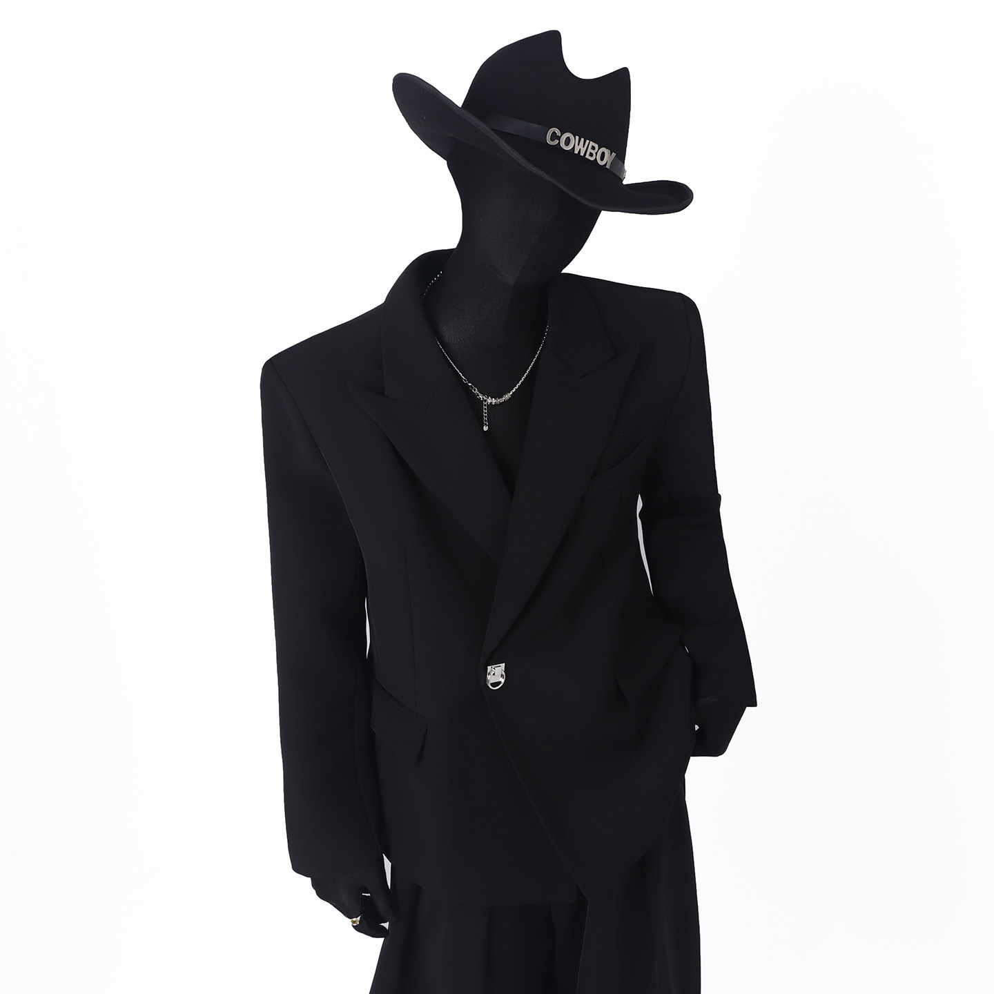 小众极简白色戗驳领男西装西服