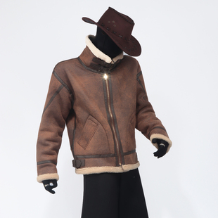 Black Clothes秋冬季复古短款羊羔毛外套男立领加绒潮牌宽松棉衣
