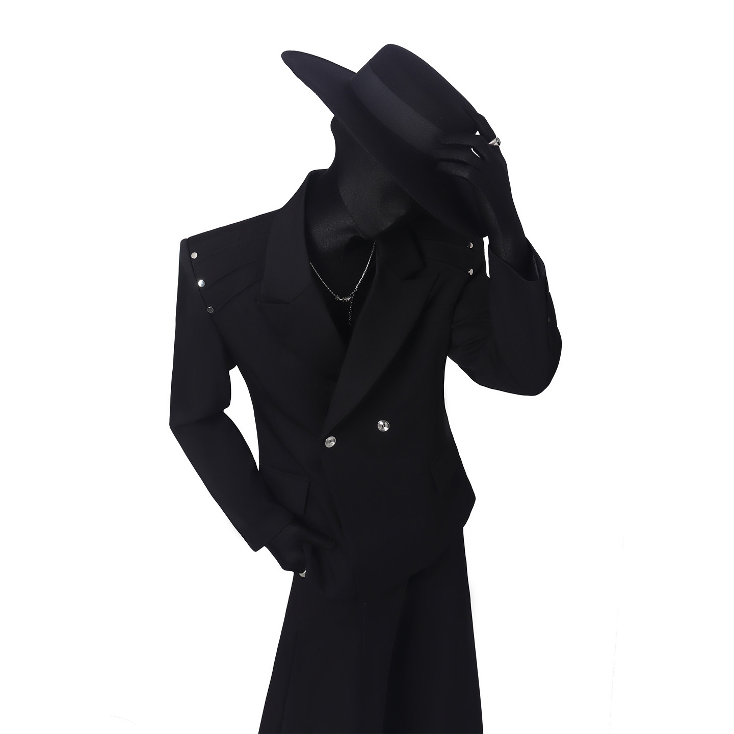 BlackClothes高质黑色解构设计休闲西服男立体廓形垫肩西装外套潮