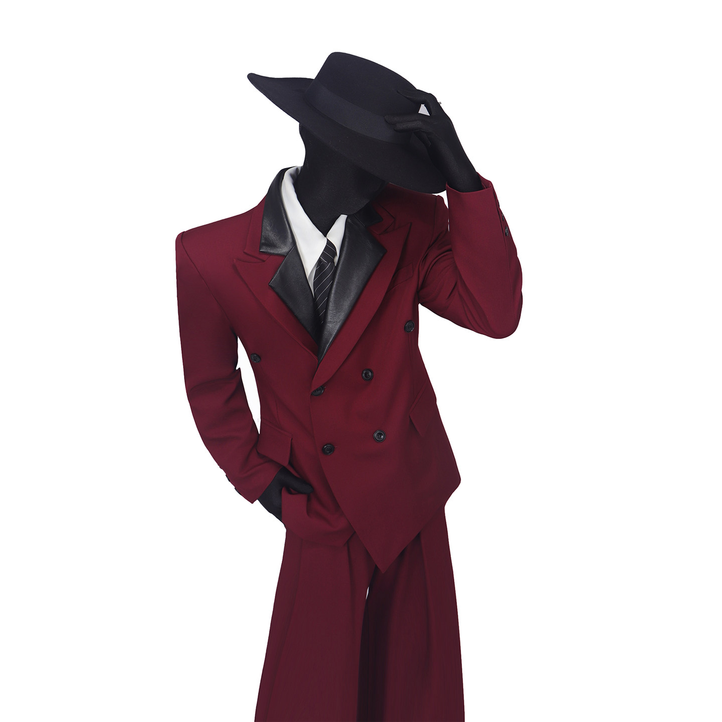 BlackClothes高定重工翘肩皮领西装外套男秋季廓挺男士收腰西服潮