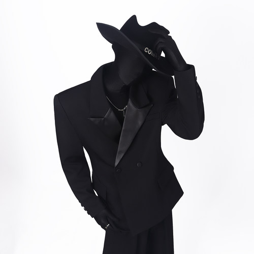 BlackClothes定制拼皮领西装男