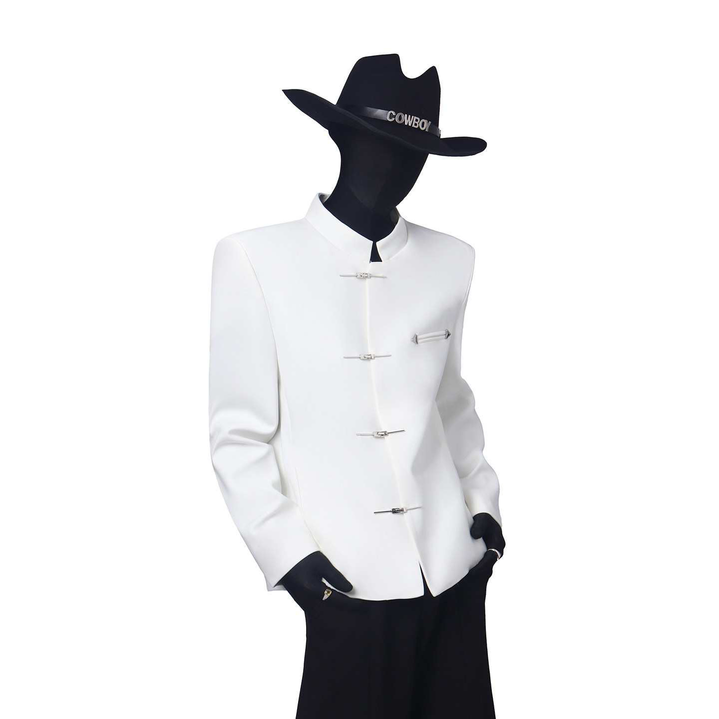 BlackClothes小众中山装设计感新中式西装男立领国风垫肩西服外套