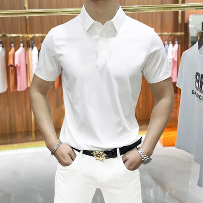 高弹力抗皱丝滑无痕翻领T恤高档