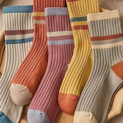 袜子女中筒ins潮韩版糖果色秋冬季透气防臭拼色时尚百搭长筒袜女