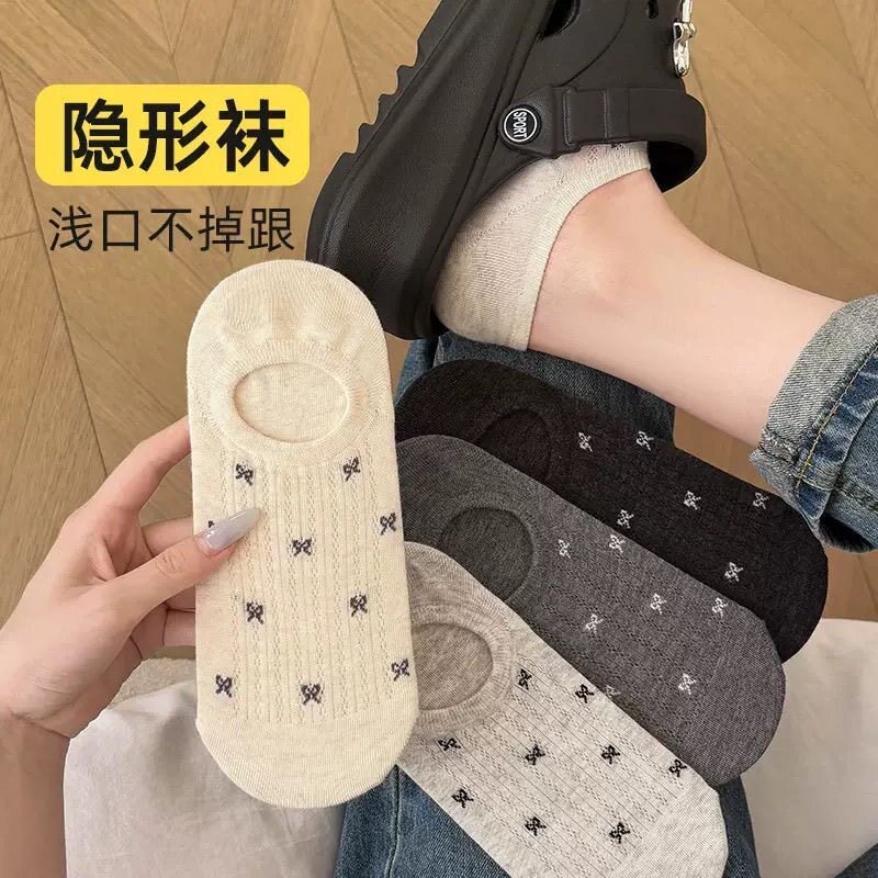 蝴蝶结女士船袜ins潮夏季薄款透气镂空网眼低帮浅口隐形短袜女