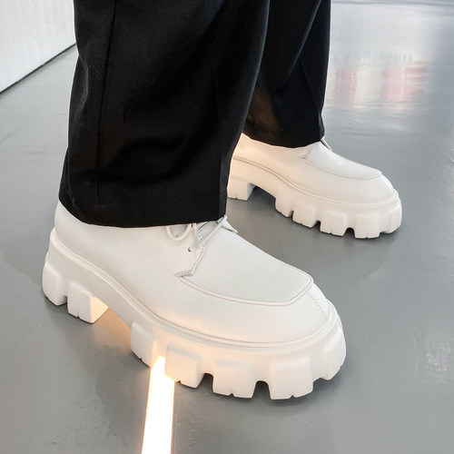 【帽子先森】满满当当白色松糕鞋男厚底牛皮鞋欧洲站休闲低帮鞋子